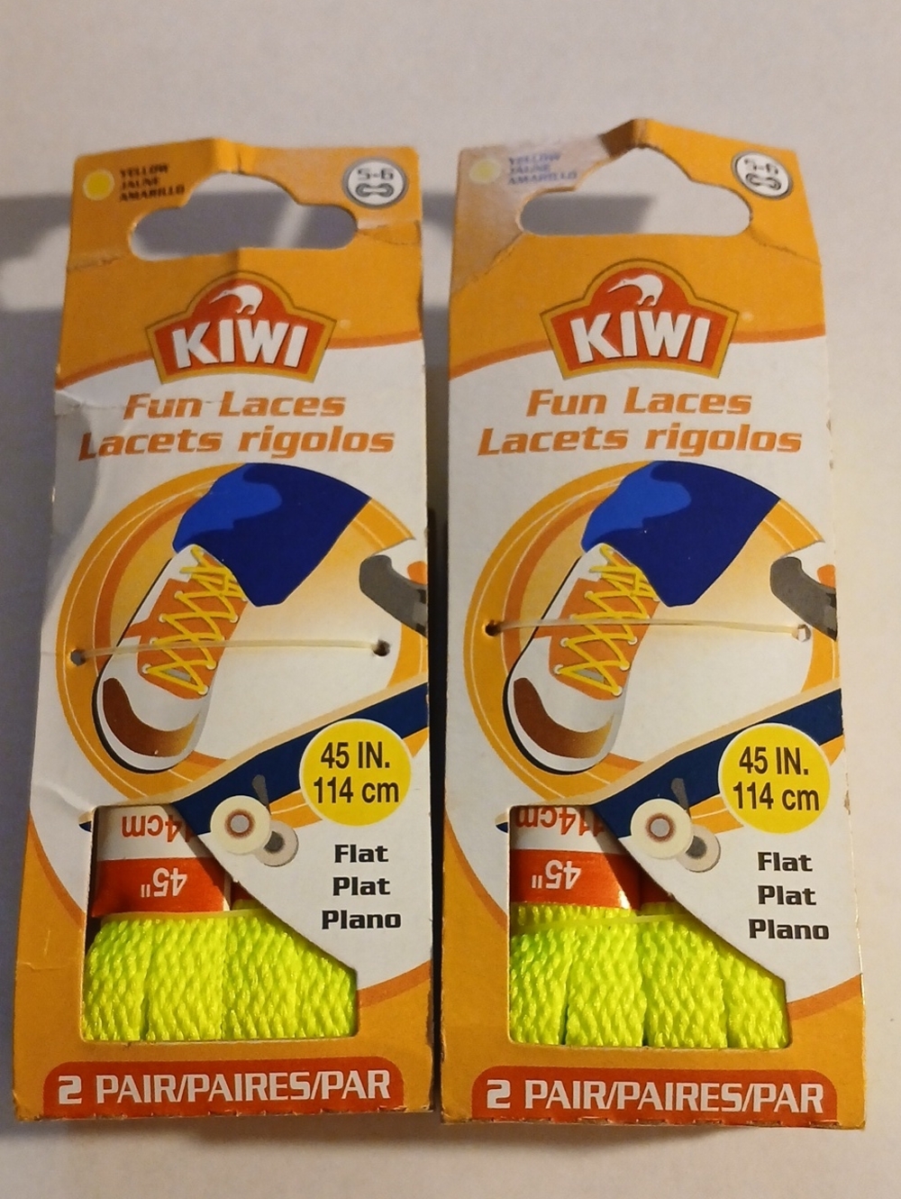 Lot Of 2 Kiwi Fun Laces - Neon Yellow